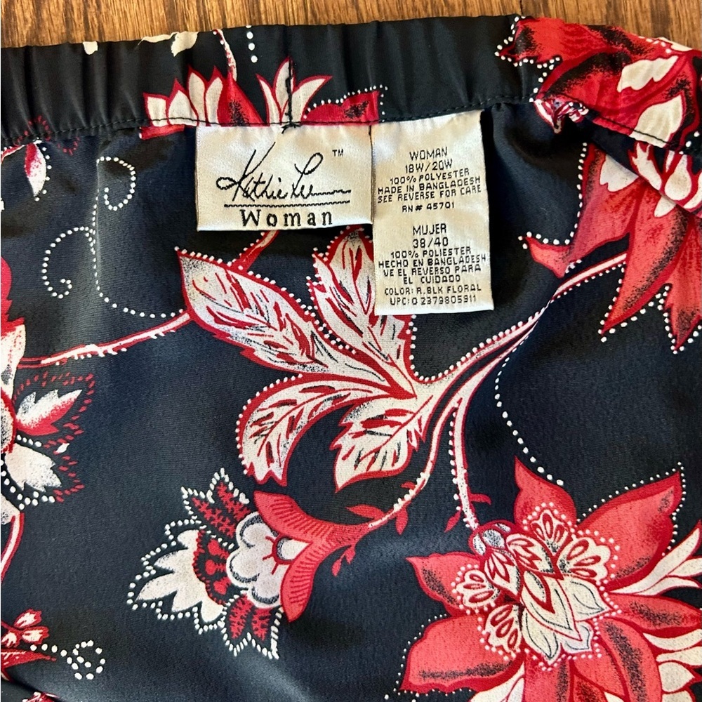 Vintage Kathie Lee Y2K 90’s Black Floral Whimsigoth Midi Wrap Skirt Size 18W/20W - Picture 6 of 11